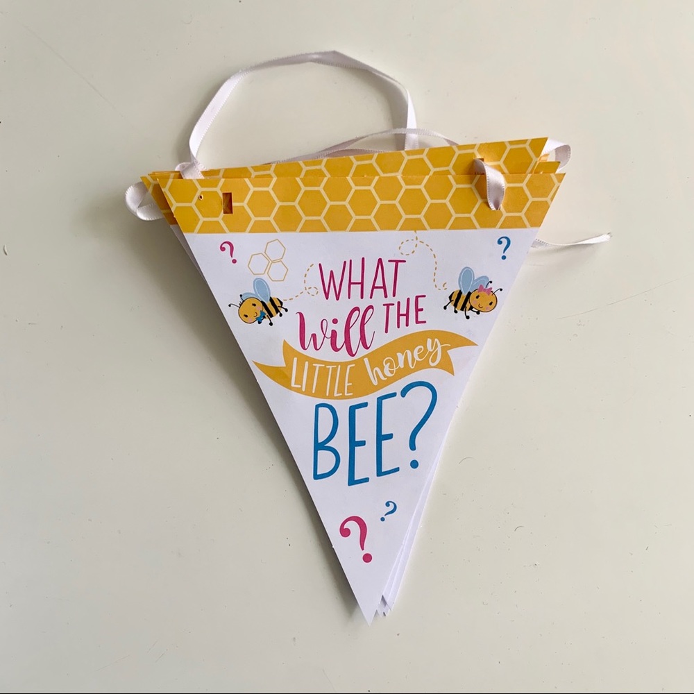 Little Honey Bee Pennant Banner - gender reveal
